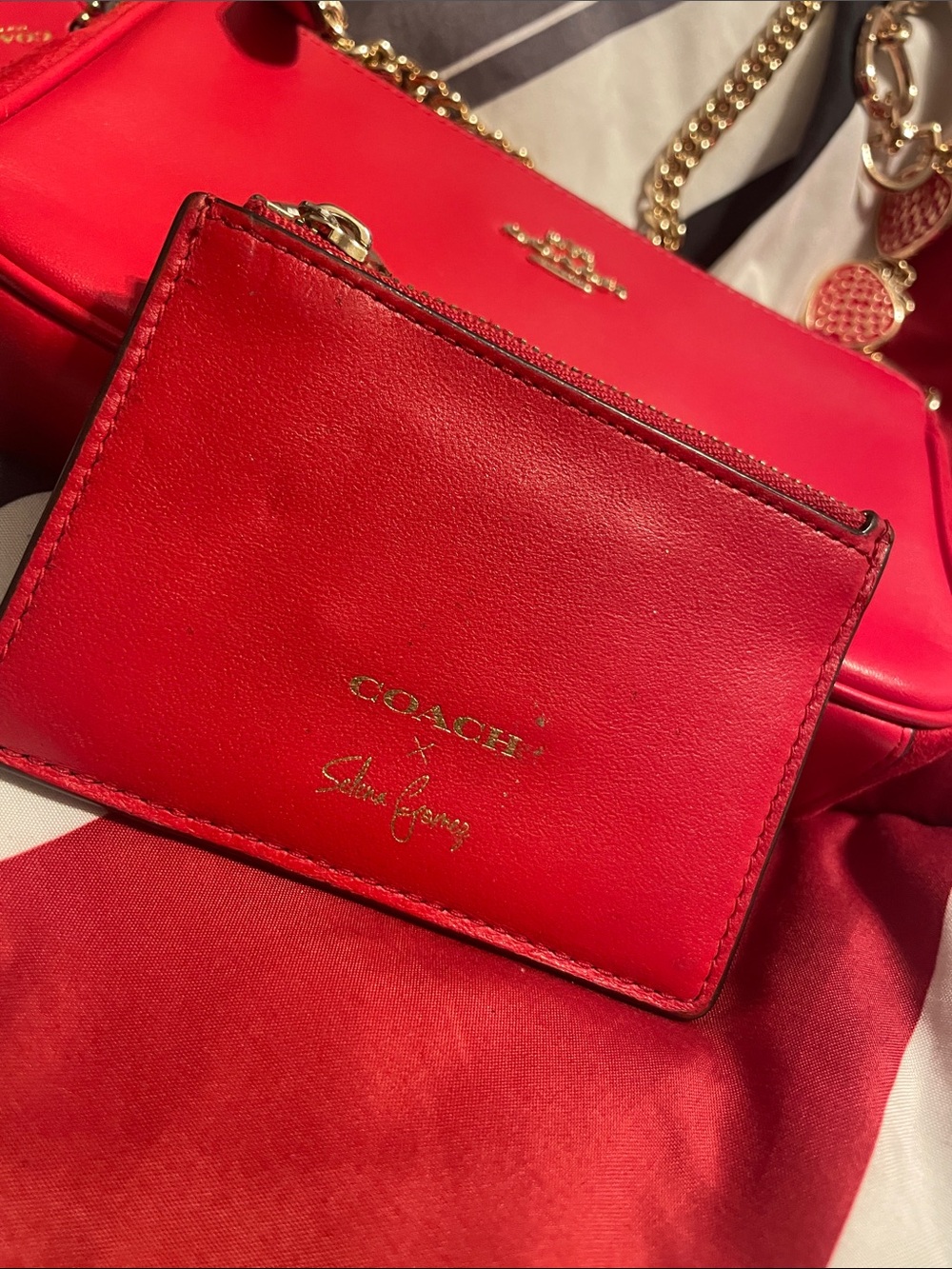 Coach Selena Gomez Red Leather Card Case only
